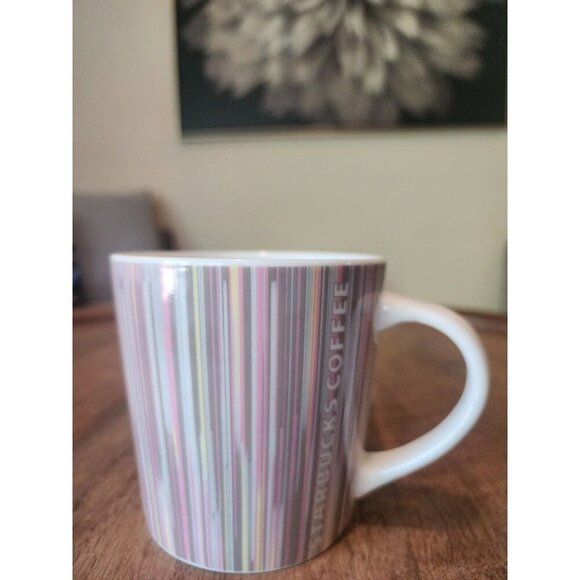 2005 Starbucks Striped Blue/Yellow/Green Coffee Cup Tea Mug - Picture 1 of 4